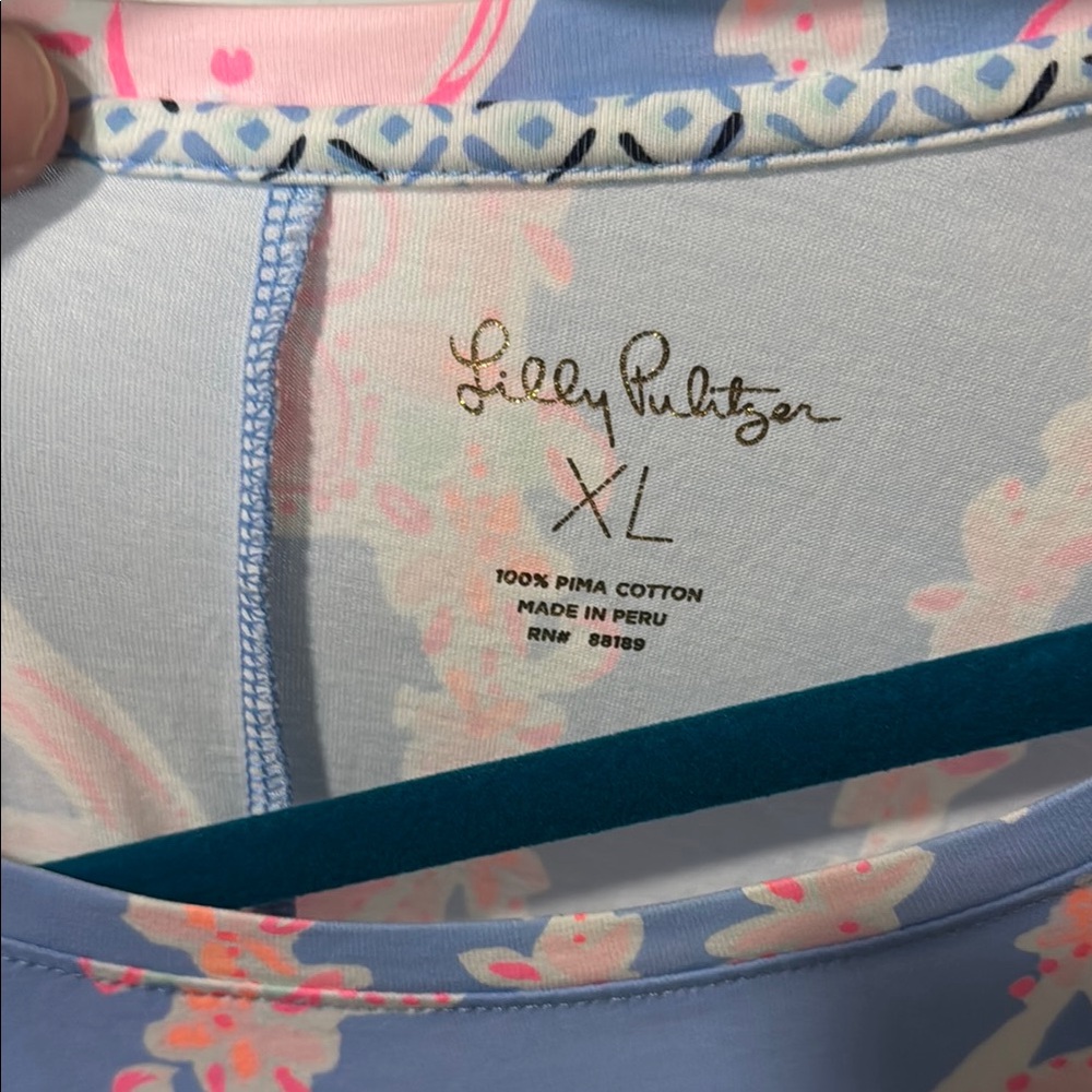 Lilly Pulitzer Light Blue and Pink Floral Top
